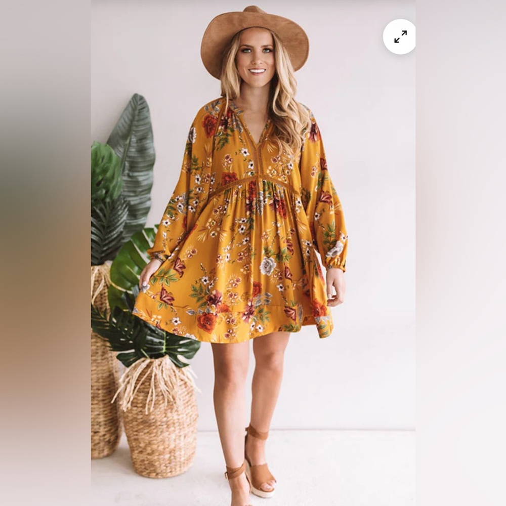 ** Impressions Boutique ** womens shift dresses medium m dress mustard print